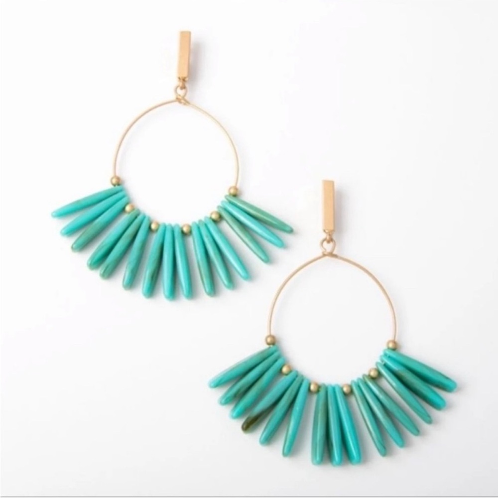 Plunder Chantelle Earrings. Gold-tone Hoops with Turquoise accents. New in bag.